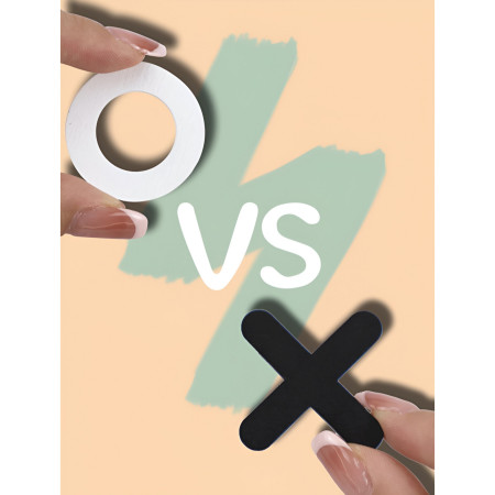 Jucarie Montessori Tic Tac Toe, Cyrax, Educativa, Interactiva, din lemn, X si O, 9 Piese, 14.3x14.3 cm, Negru Alb