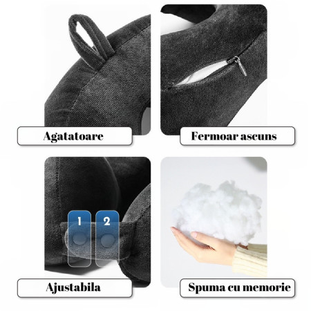 Perna de Calatorie,  Pentru Gat, din Bumbac, cu 4 Cocoase, Ajustabila, Gri