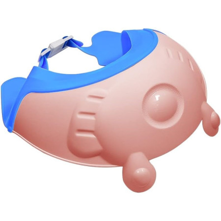 Cyrax Viziera de Protectie Baie Pentru Copii, Fippy, Model Broasca, Dimensiune ajustabila, Durabil, Usor de curatat, Impotriva Samponului, pentru Ochi si Urechi, TPE+PP, 24x23 cm, Roz