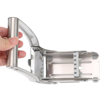 Feliator manual Cyrax, pentru cartofi pai si legume, din inox, cu 2 dimensiuni de feliere, 25.5 x 11.7 cm, argintiu