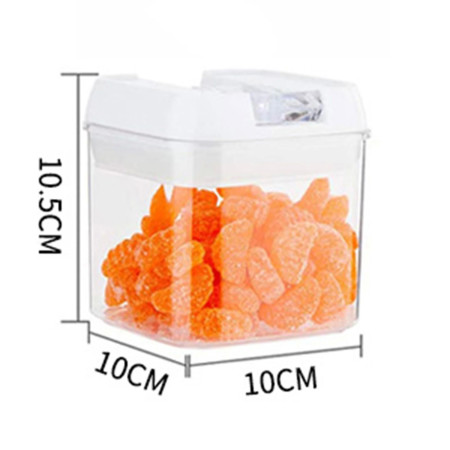 Cutie de Depozitare Alimente, Cyrax, Cutie de Depozitare tip Container pentru Bucatarie, cu Capac, Inchidere Ermetica, Cutie pentru Cereale, 10.5 x 10 x 10 cm, volum 0.5 L, Alb