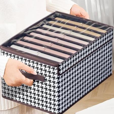 Cutie Depozitare,  Capac Transparent, Model In Carouri, Model Mic, Maro