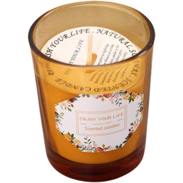 Lumanare Parfumata,  Model Pahar Maro, Aroma de Rodie si Crin, din Ceara de Soia, 6.2 x 5.2 cm, Maro