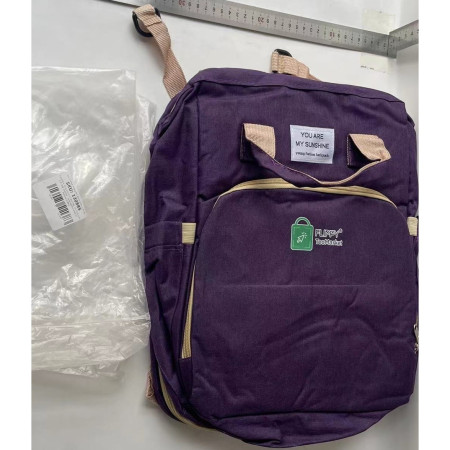 Rucsac Multifunctional pentru Mamici, Cyrax, cu Patut Pliabil si Baza de Schimbat, Rezistent la Apa, Capacitate Mare, Usor, Compartimente Multiple, Buzunar Termic pentru Lapte, 42 x 32 x 22 cm, Mov