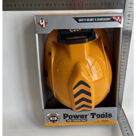 Casca Protectie cu Lanterna de Jucarie pentru Copii, Cyrax, Material Plastic, Interactiv, Distractiv, 29.5x19.5x6.5 cm, Portocaliu