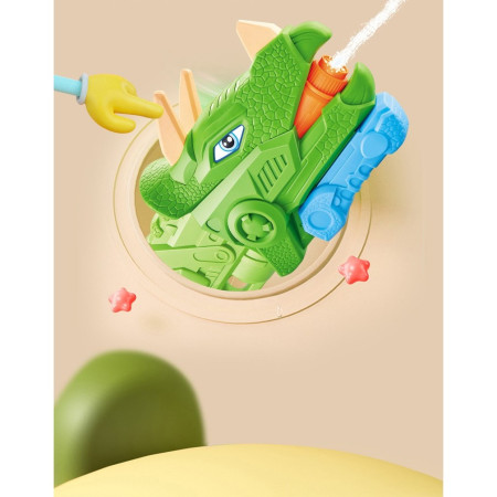 Pistol cu Apa pentru Copii, Rezervor, Pentru Piscina/Plaja, Cyrax, 6ani+, Triceratops, 3 duze, Verde, 1330ML