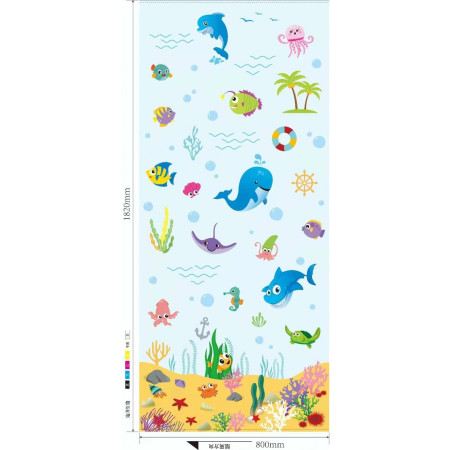 Covoras pentru Copii, Cyrax, cu 2 Fete, Model Animale Marine/Exotice, din XPE+PE, Impermeabil, Antiderapant, Protectie Termica, +3 Luni, Pliabil, 150 x 200 x 1.5 cm, Multicolor