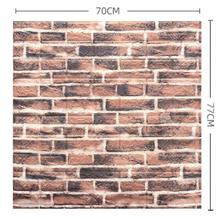 Set 10 Placi Tapet 3D,  70 x 77 cm, Grosime 3 mm, din Polietilena, Model Caramida, Suprafata acoperita 5.3 mp, Caramida Rosie