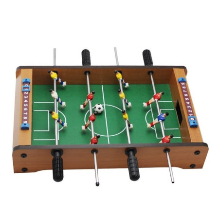 Masa de fotbal cu teren si 12 jucatori Cyrax, cu tablou pentru scor, din metal, lemn si ABS, 34.5 x 23 x 7 cm, pentru copii