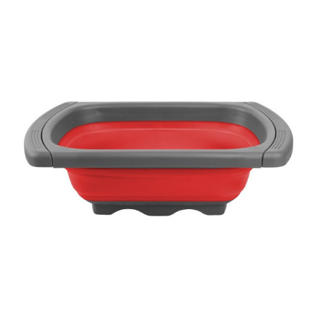 Cos de Scurgere Retractabil pentru Chiuveta, Cyrax, cu Filtru, pentru Fructe si Legume, de Uz Casnic, 39x12 cm, Design Extensibil pana la 61 cm, cu Manere de Prindere, Rosu