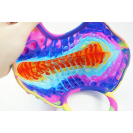 Jucarie Antistres din silicon Cyrax, Pop It Now And Flip It, Geanta mare, 28 cm, Multicolor, Model 6