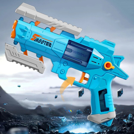 Pistol Manual cu Apa, Cyrax, Jucarie Pistol cu Apa Sigur Pentru Copii, Design Nou S-Shooter Atractiv, 23 x 14.5 cm, Albastru