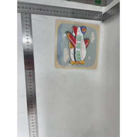 Puzzle Montessori din Lemn pentru Copii, Cyrax, 3D, 0-3 Ani, Model Avion, Educativ, Intuitiv, Creativ, 6 Piese, 15x15x0.5 cm, Multicolor