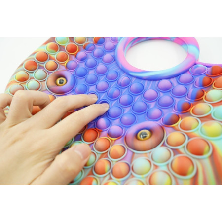 Jucarie Antistres din silicon Cyrax, Pop It Now And Flip It, Geanta mare, 28 cm, Multicolor, V5