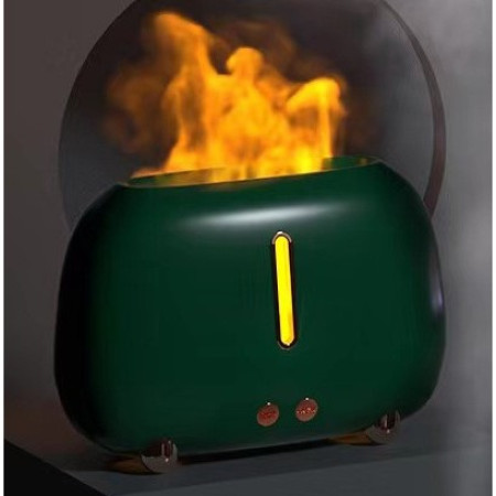 Umidificator de tip flacara,  cu aromaterapie, 7 culori, 250 ml, verde