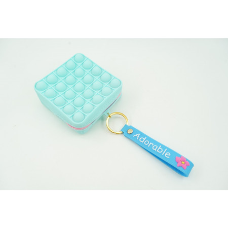 Jucarie antistres din silicon, Cyrax, Pop It Now and Flip It, Portofel patrat, Verde/Bleu