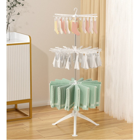 Uscator de Rufe Vertical,  3 Niveluri, Pliabil, din ABS+PP+Otel Inoxidabil, Rotire 360 Grade, 178.7 x 75 cm, Alb