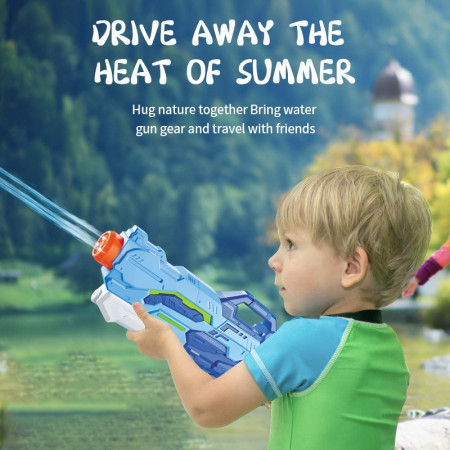 Pistol cu Apa pentru Copii, Rezervor, Pentru Piscina/Plaja, Cyrax, 6ani+,  4 duze, Albastru, 1500ML