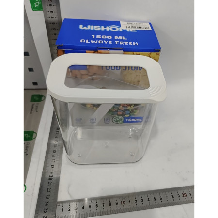 Cutie de Depozitare Alimente, Cyrax, 1.5L, Capac Alb, din ABS+Silicon, 14.5 x 9 x 16.7 cm, Transparent