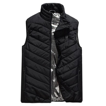 Vesta Inteligenta Incalzita,  Unisex, 2 Zone de Incalzire, Umplutura Bumbac, 3 Trepte de Temperatura, Incarcare USB, Negru, sub 45 kg, Marime S