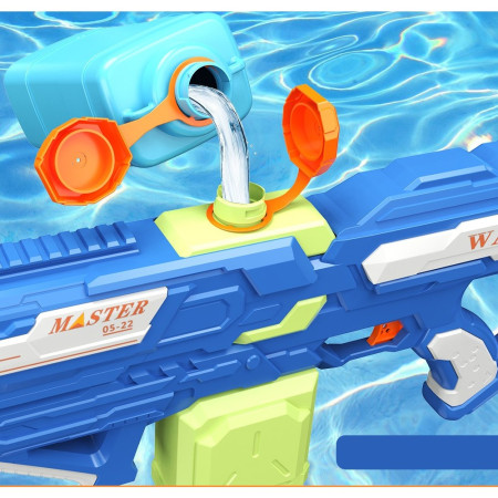Pistol cu Apa pentru Copii, Rezervor 600ml, Cyrax, 14ani+, cu baterie 1500mAh, Electric Burst, Albastru/Verde, 800ML