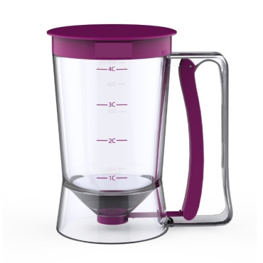 Dispenser de aluat pentru prajituri Cyrax, Batter Dispenser, din plastic, maner cu arc, 900 ml, usor de manipulat si utilizat, Mov