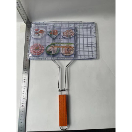 Gratar pentru Peste si Carne, Cyrax, Suprafata Utila 32x19 cm, Otel Inoxidabil, cu Maner, Portabil, Argintiu