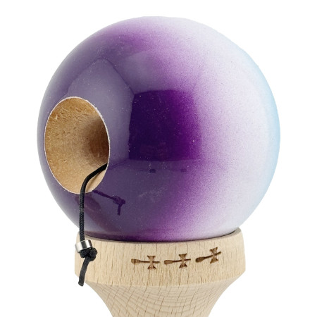Kendama X Originala, Profesionala, Cyrax, Big Cups V2, Super Sticky cu Cupe Mari, din lemn 18 cm, Rulment Metalic cu Ata 55 cm, Albastru/Alb/Mov