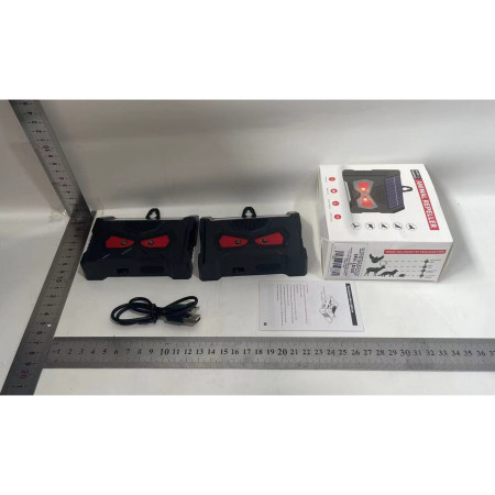 Set 2 Aparate Solare LED cu Ultrasunete,  Repelent pentru Animale Mari si Mici, Lumina Rosie si Alba, Anti Rozatoare, Anti Insecte, Frecventa 9-36KHZ, 10.2 x 10.6 x 2.8 cm, Negru