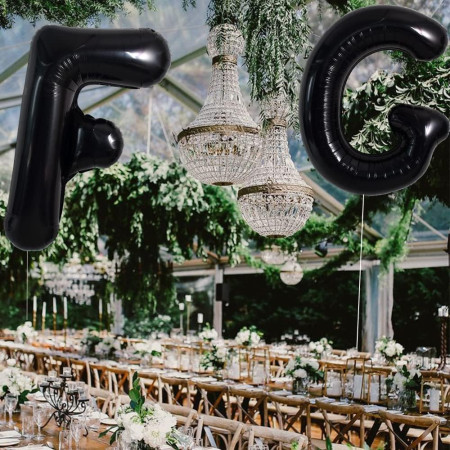 Balon Folie Metalizata Litera G, Cyrax, 40 cm, Umflati cu Heliu sau Aer, Ambalaj Individual, Pai inclus, Negru