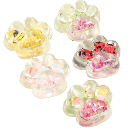 Jucarie Antistres Squishy, Cyrax, cu Revenire Lenta, Squeeze Pinch Family, Model Cat Paw, 6.5 x 7 cm, din Tpr, 4-6 Ani, Model 7 Insecte, Transparent