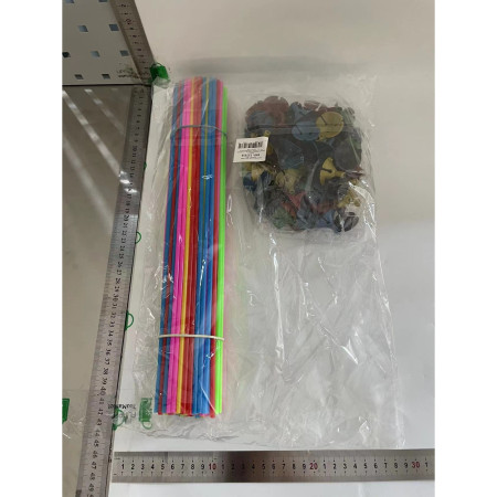 Set 100 Bete cu Rozete pentru Baloane, Cyrax, Suporturi de plastic, Usor de instalat, Reutilizabil, Pentru aniversare, Nunta, Ziua de Nastere, Decorar, 40 cm,  Multicolore