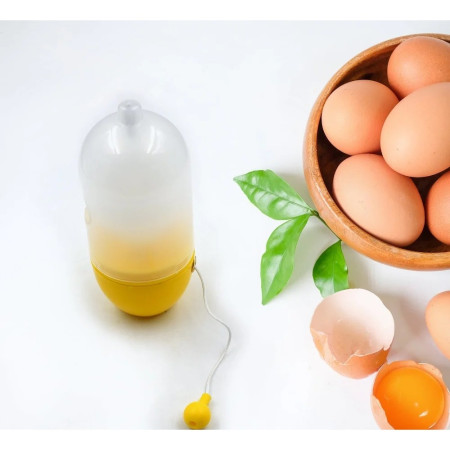 Mini Shaker Manual pentru Oua, Cyrax, pentru Galbenusuri si Albusuri, Mixer Amestecare, 15x6 cm, Galben