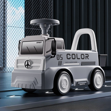 Mașinuță pentru copii, Cyrax, 3 ani, Model Camion, Sport, Claxon, Cutie Depozitare, 62x26x40 cm, Gri