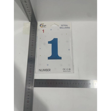 Balon din Folie Cyrax, Cifra 1, 81 cm, Pentru Aer sau Heliu, Bulk, Albastru