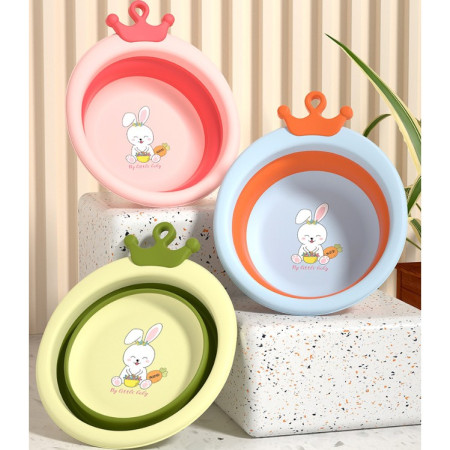 Cada Pliabila pentru Baie pentru Copii, Cyrax, Cadita pentru Bebelusi, Model Rotund cu Iepuras, Roz, 30x31x3.5 cm, 3.3 L