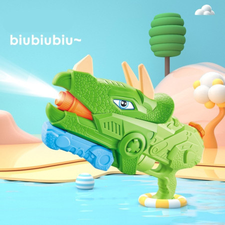 Pistol cu Apa pentru Copii, Rezervor, Pentru Piscina/Plaja, Cyrax, 6ani+, Triceratops, 3 duze, Verde, 1330ML