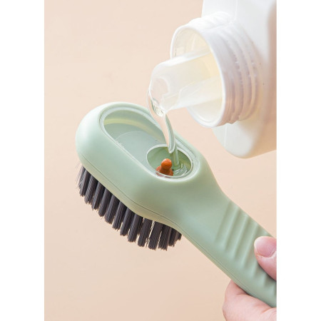 Perie pentru Curatare Incaltaminte cu Recipient pentru Detergent,  Perie Multifunctionala pentru Incaltaminte si Lenjerie, cu Peri Moi, Fara Deteriorare, 17.3 x 4.5 x 6 cm, Culoare Verde