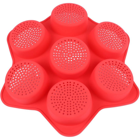 Forme de Silicon pentru Copt, Cyrax, 7 Forme Rotiunde, pentru Burgeri si Prajituri, 38.5 x 4 cm, Rosu