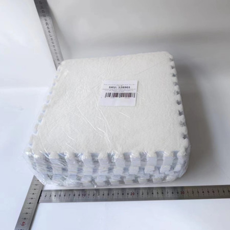 Set 10 Piese Covor tip Puzzle, Cyrax, Spuma EVA, Pufos, 30 x 30 x 1 cm, Alb