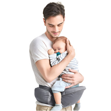 Marsupiu Ergonomic 3in1, Cyrax, pentru Bebelusi si Copii, 0-36 Luni, Bretele Reglabile pentru Umar si Sold, Inchidere Catarama, 125x25x14 cm, Gri