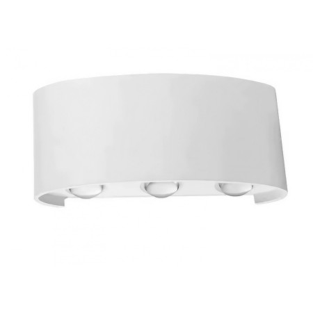 Aplica pentru Perete,  Interior/Exterior, Rezistenta la Umezeala IP65, 8 W, Lumina Calda, Aluminiu, 22x8 cm, Alb