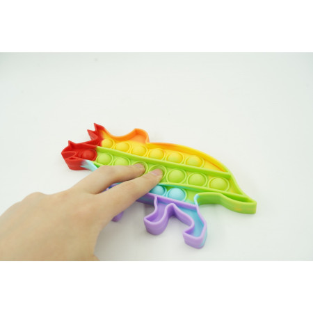 Jucarie antistres din silicon, Cyrax, Pop It Now and Flip It, Dinozaur mic, Multicolor V3