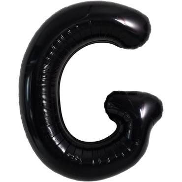 Balon Folie Metalizata Litera G, Cyrax, 40 cm, Umflati cu Heliu sau Aer, Ambalaj Individual, Pai inclus, Negru