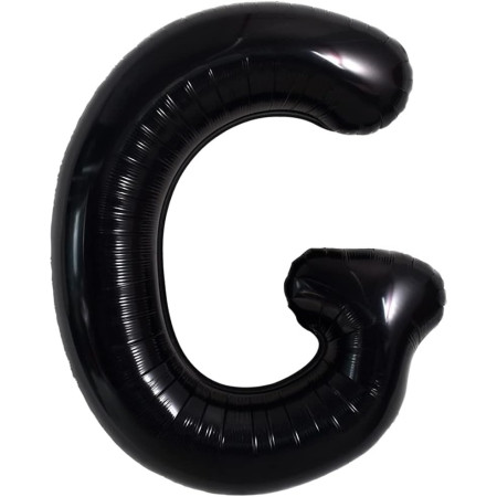 Balon Folie Metalizata Litera G, Cyrax, 40 cm, Umflati cu Heliu sau Aer, Ambalaj Individual, Pai inclus, Negru