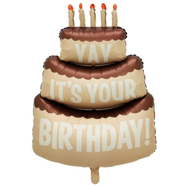 Balon din Folie Metalizata, Cyrax, Figurina Animata, Model Tort Aniversar, 102.5 x 63 cm, Ambalaj Individual, Pai Inclus, Umflare cu Aer sau Heliu, Maro