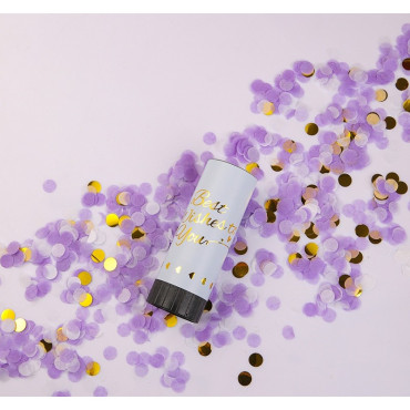 Tun de Confetti, Cyrax, Best Wishes 11 x 4 cm, Model Buline din Hartie si Folie, Mov