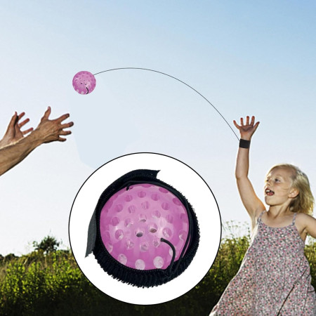 Jucarie Interactiva, Cyrax, Minge Saltareata Crystal Ball, cu Banda Elastica, 6 cm, +7 Ani, din Plastic, Roz