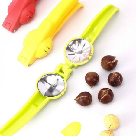 Dispozitiv de spart nuci si castane Cyrax, ABS si otel, 17.5 x 5.5 x 5 cm, usor de utilizat, galben