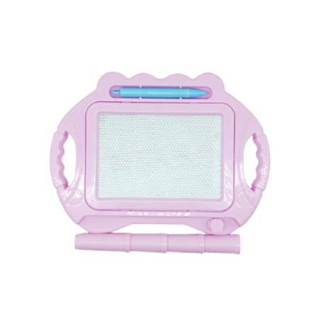 Tabla Magnetica pentru desen Cyrax, Pix, forma dreptunghi, dimensiuni 23x17 cm, Dezvolta Creativitatea, cu picioare suport, Roz Pal